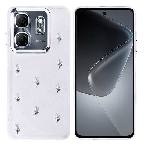 İnfinix Smart 9 Kılıf Airbag Tasarımlı Simli Şeffaf Zore Kutup Kılıf - Lale