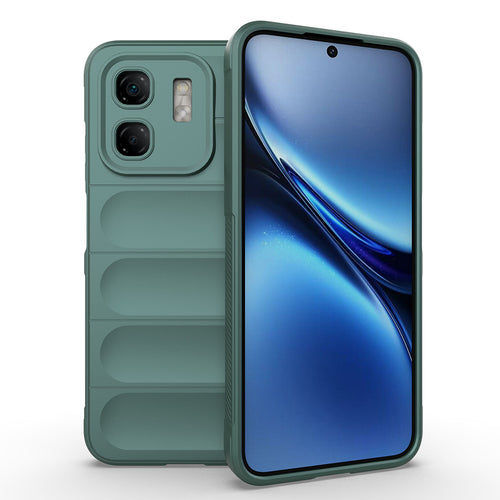 İnfinix Smart 9 Kılıf Esnek TPU Oyuklu Arka Yüzey Tasarımlı Zore Etnik Silikon Kılıf - Koyu Yeşil