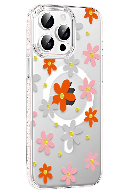 Joko Apple iPhone 14 Pro Max Floral Magsafe Kapak - Turuncu