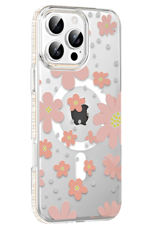 Joko Apple iPhone 16 Pro Floral Magsafe Kapak - Pembe