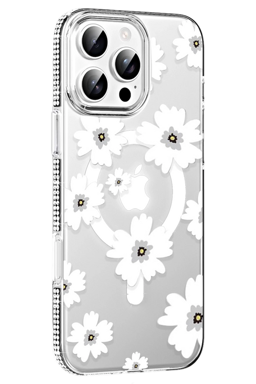Joko Apple iPhone 16 Pro Max Floral Magsafe Kapak - Beyaz