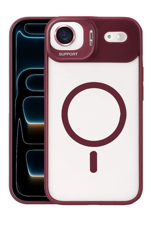 Joko Apple iPhone 17 Air Remim Lensli Magsafe Standlı Kapak - Bordo