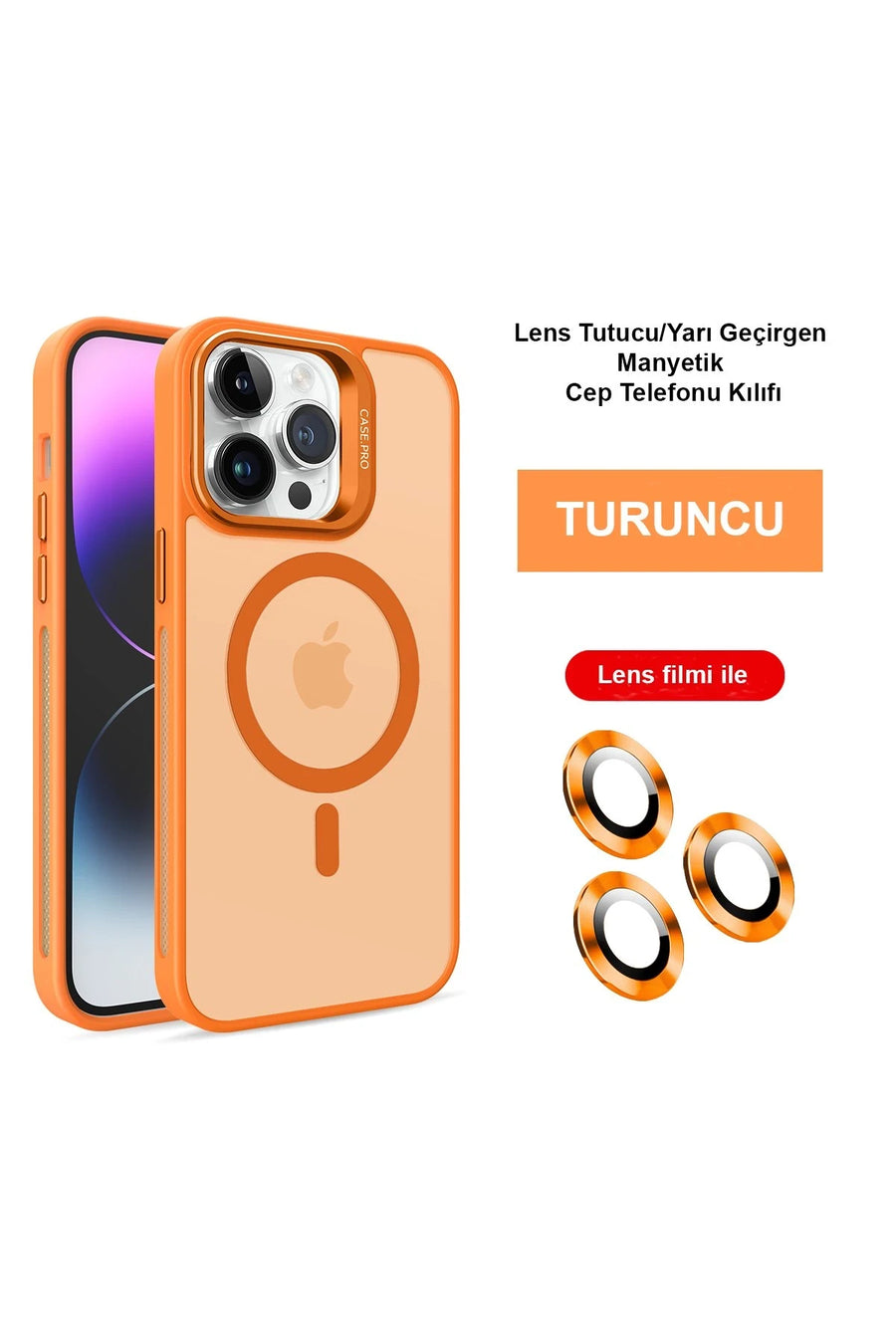 Joko Apple iPhone 14 Pro Kılıf Flet Lens Magsafe Kapak - Turuncu