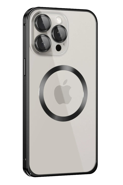 Joko Apple iPhone 15 Pro Max Kılıf Metal Bumper Magneticsafe Kapak - Siyah