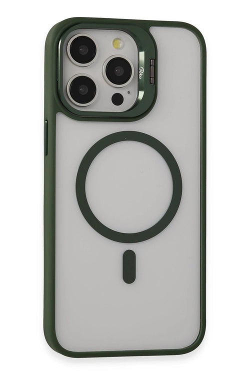 Joko Apple iPhone 15 Pro Max Kılıf Roblox Lens Magsafe Standlı Kapak - Koyu Yeşil