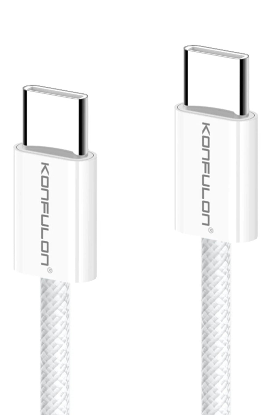 Konfulon DC130 2M 60W Type-C to Type-C Örgülü Hızlı Şarj Kablosu - Beyaz