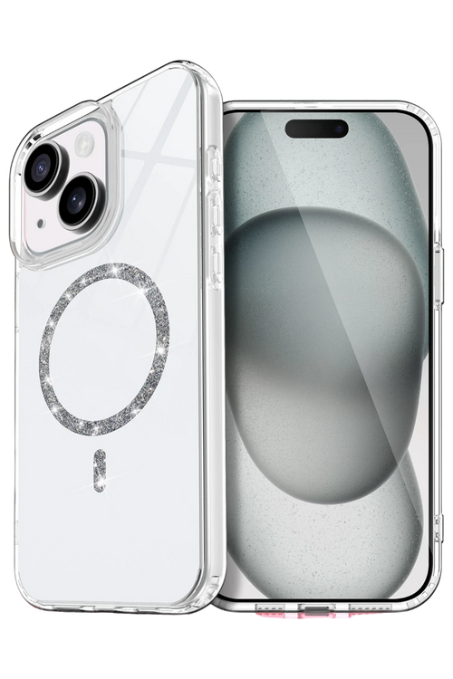 Newface Apple iPhone 15 Plus Live Diamond Magsafe Kapak - Şeffaf