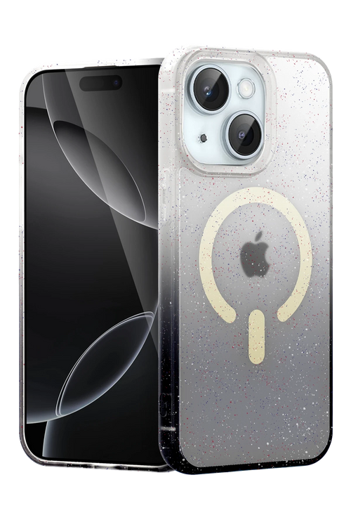 Newface Apple iPhone 15 Plus Pummel Shiny Magsafe Kapak - Siyah