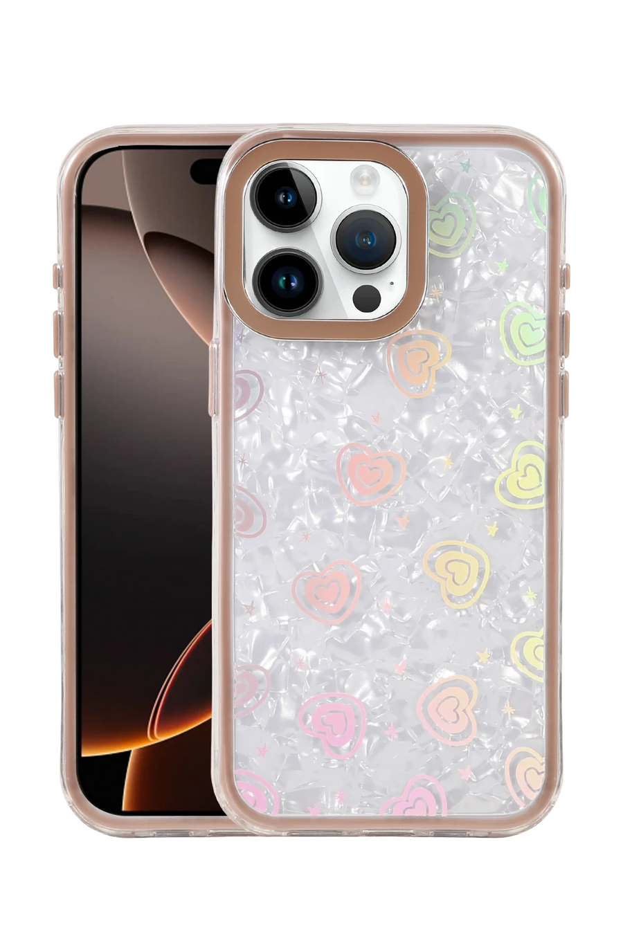 Newface Apple iPhone 15 Pro Lumi Desenli Kapak - Çöl Titanyum