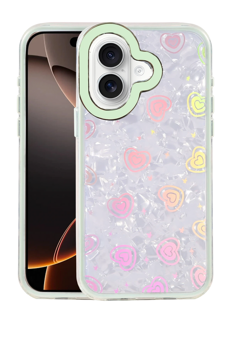 Newface Apple iPhone 16 Lumi Desenli Kapak - Yeşil