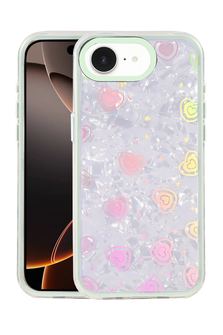 Newface Apple iPhone 16E Lumi Desenli Kapak - Yeşil