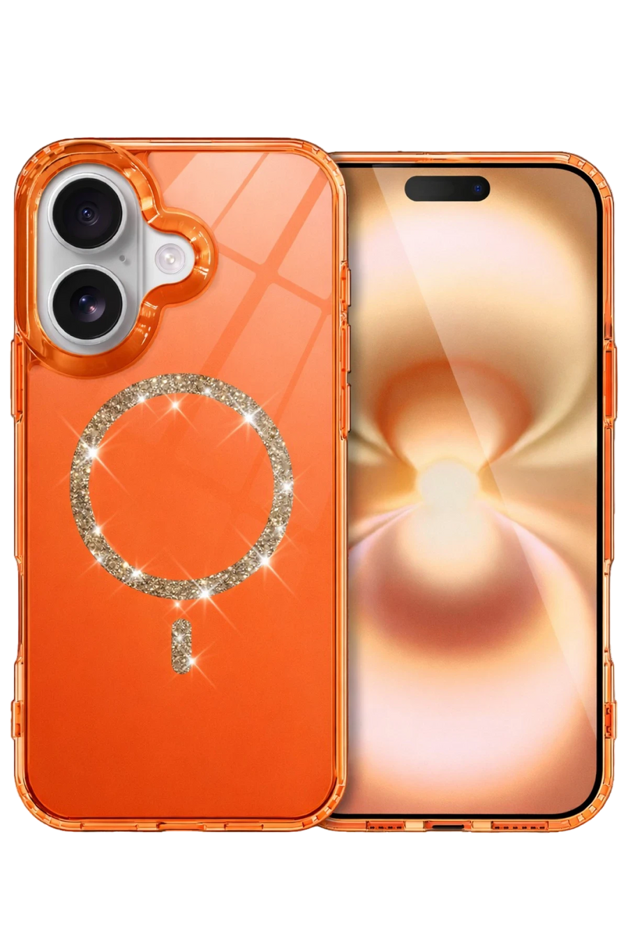 Newface Apple iPhone 17 Live Diamond Magsafe Kapak - Turuncu