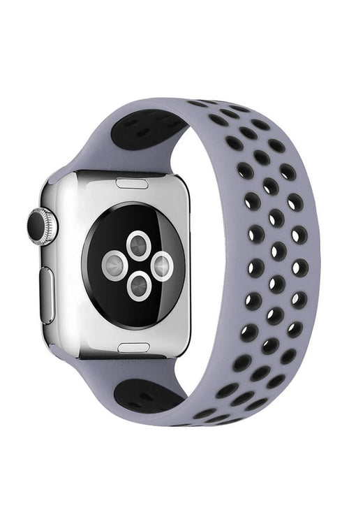 Newface Apple Watch 38mm Ayarlı Delikli Silikon Kordon - Gri-Siyah