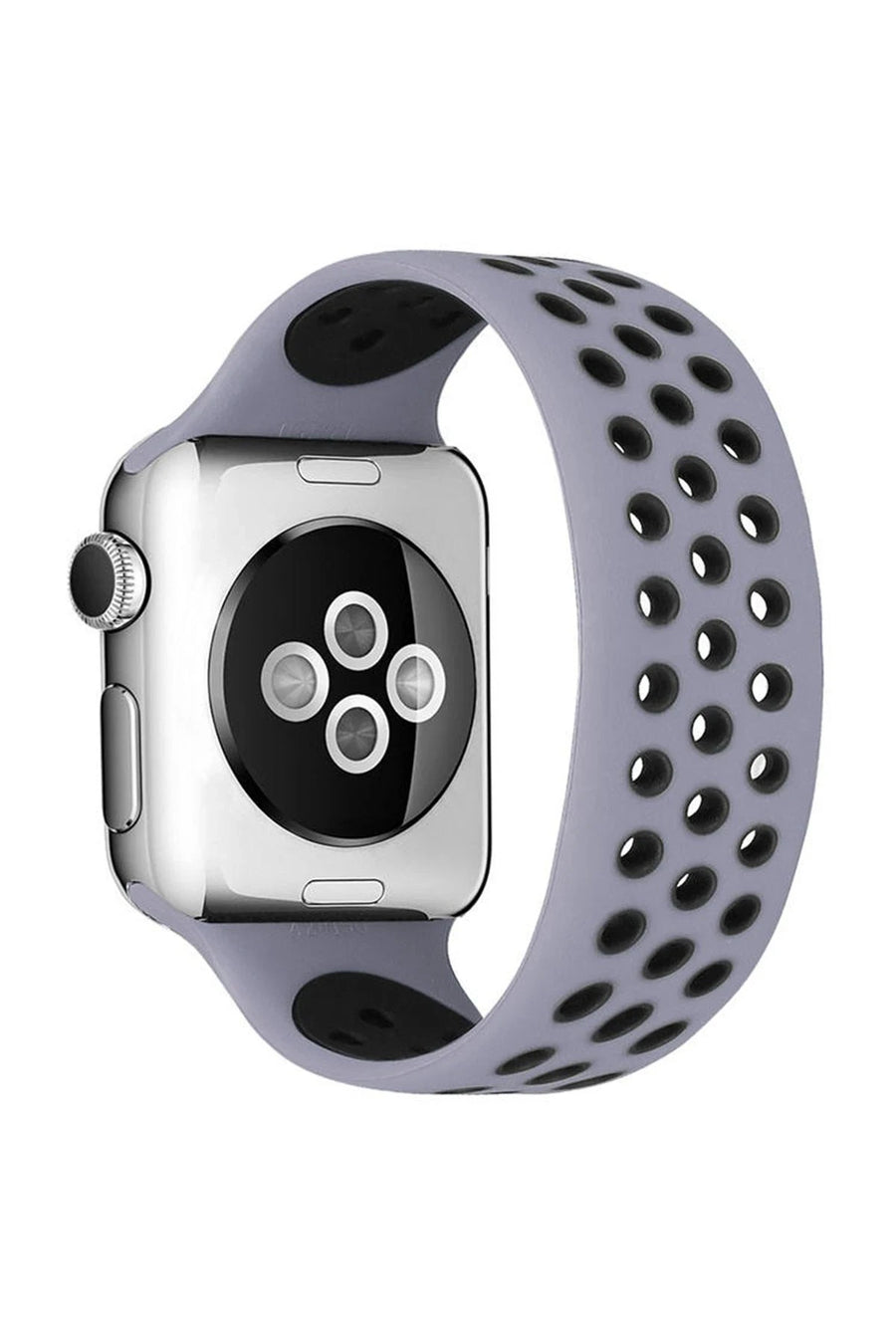 Newface Apple Watch 38mm Ayarlı Delikli Silikon Kordon - Gri-Siyah