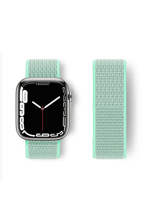 Newface Apple Watch 42mm Hasırlı Cırtcırtlı Kordon - Turkuaz