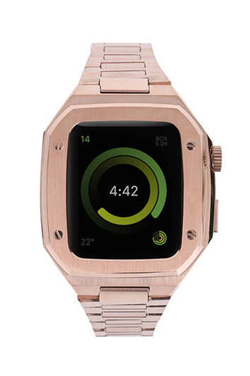 Newface Apple Watch 44mm Metal Petek Kasalı Kordon - Rose Gold