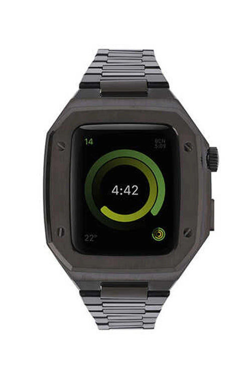 Newface Apple Watch 44mm Metal Petek Kasalı Kordon - Siyah