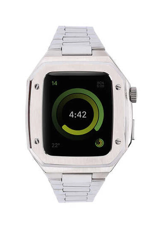 Newface Apple Watch 45mm Metal Petek Kasalı Kordon - Gümüş