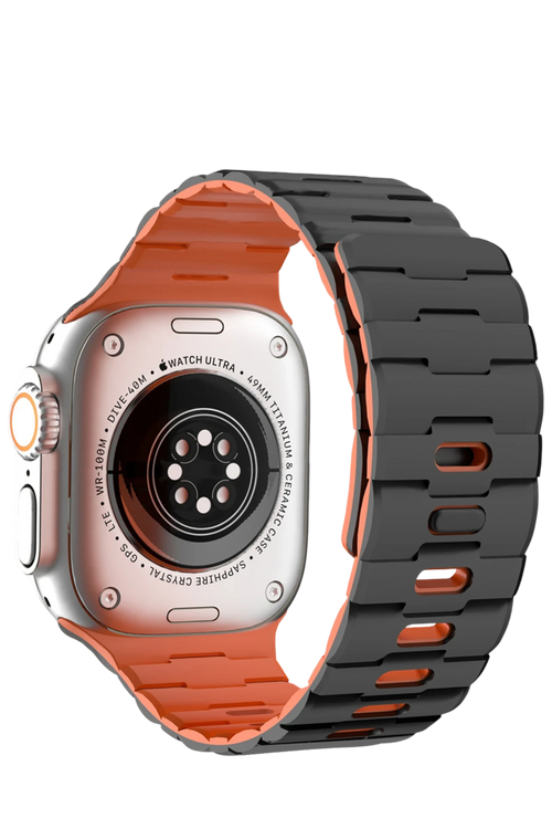 Newface Apple Watch Ultra 49mm Wowen Kordon - Siyah-Turuncu