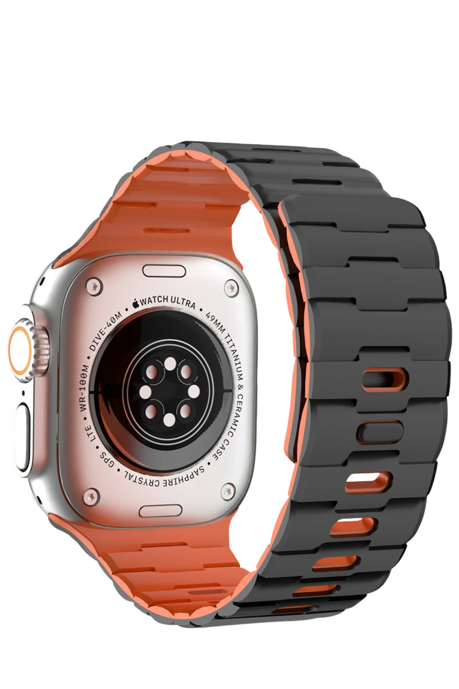 Newface Apple Watch Ultra 49mm Wowen Kordon - Siyah-Turuncu