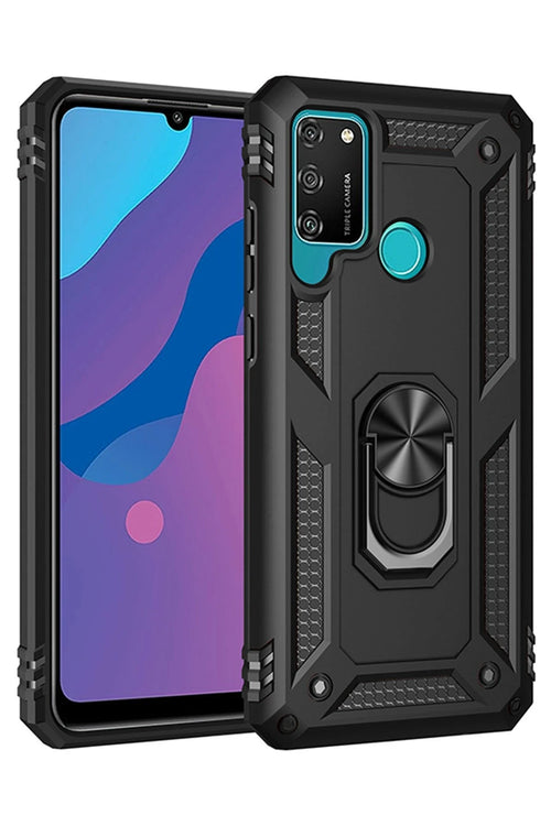 Newface Huawei Y6P Kılıf Sofya Yüzüklü Silikon Kapak - Siyah