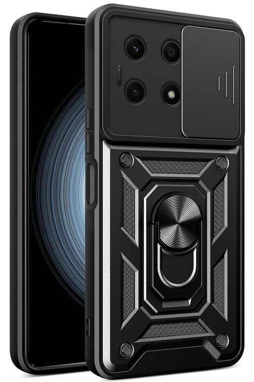 Newface İnfinix Note 30 Pro 4G Kılıf Pars Lens Yüzüklü Silikon - Siyah