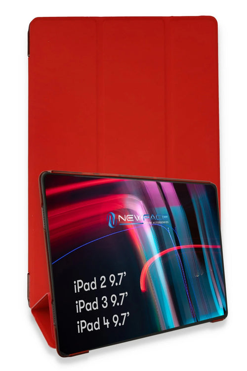 Newface Apple iPad 4 9.7 Kılıf Tablet Smart Kılıf - Kırmızı