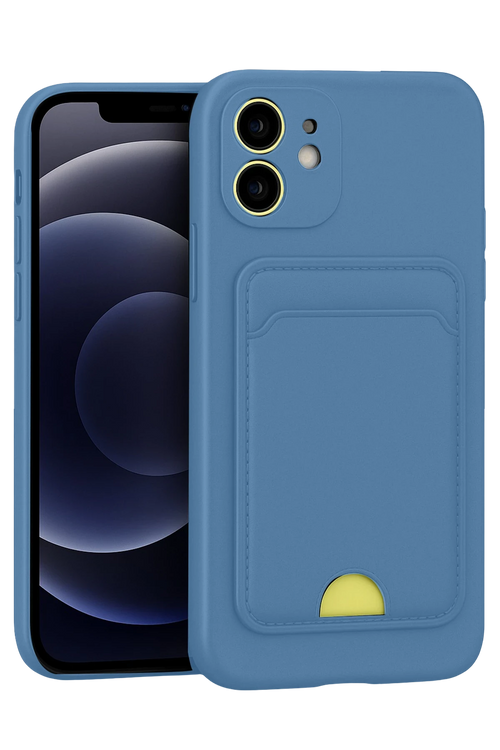 Newface Apple iPhone 11 Kılıf Kelvin Kartvizitli Silikon - Mavi