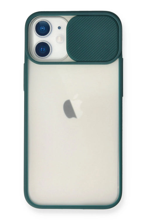 Newface Apple iPhone 11 Kılıf Palm Buzlu Kamera Sürgülü Silikon - Yeşil