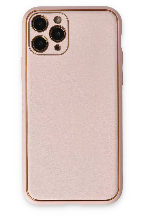 Newface Apple iPhone 11 Pro Kılıf Coco Deri Silikon Kapak - Pudra
