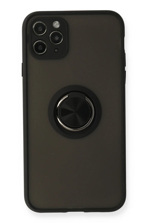 Newface Apple iPhone 11 Pro Kılıf Montreal Yüzüklü Silikon Kapak - Siyah