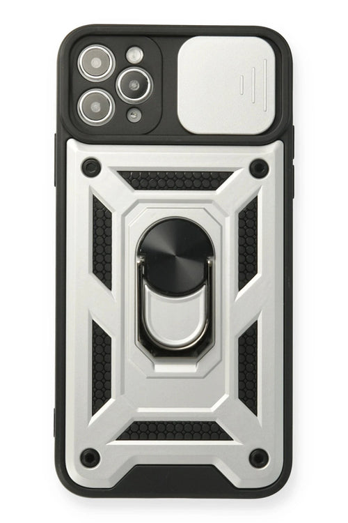 Newface Apple iPhone 11 Pro Kılıf Pars Lens Yüzüklü Silikon - Gümüş