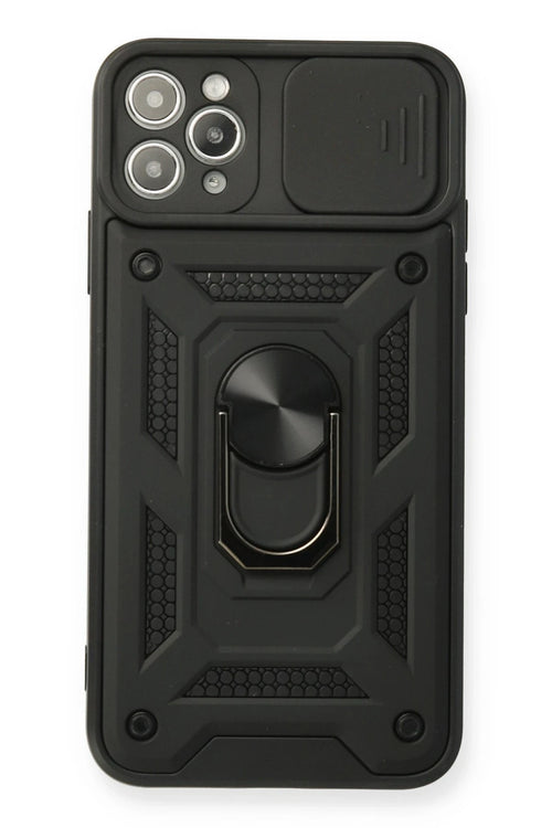 Newface Apple iPhone 11 Pro Kılıf Pars Lens Yüzüklü Silikon - Siyah
