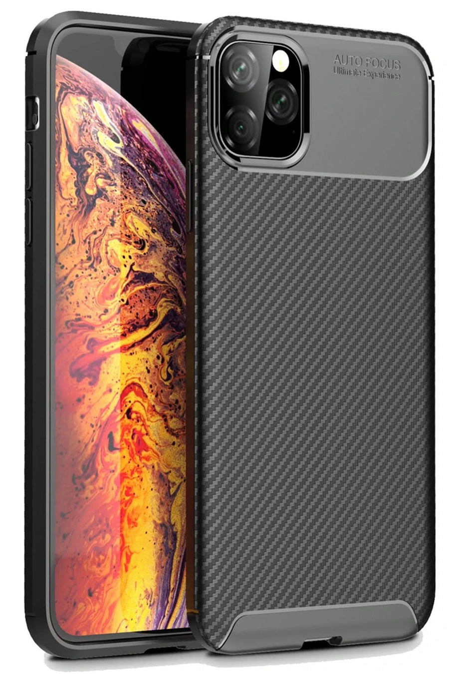 Newface Apple iPhone 11 Pro Max Kılıf Auto Focus Karbon Kapak - Siyah
