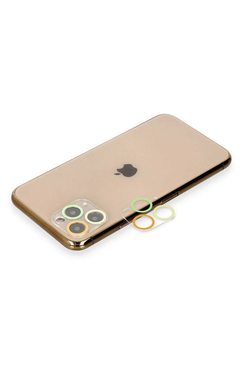 Newface Apple iPhone 11 Pro Renkli Kamera Lens Koruma Cam - Pembe-Mavi