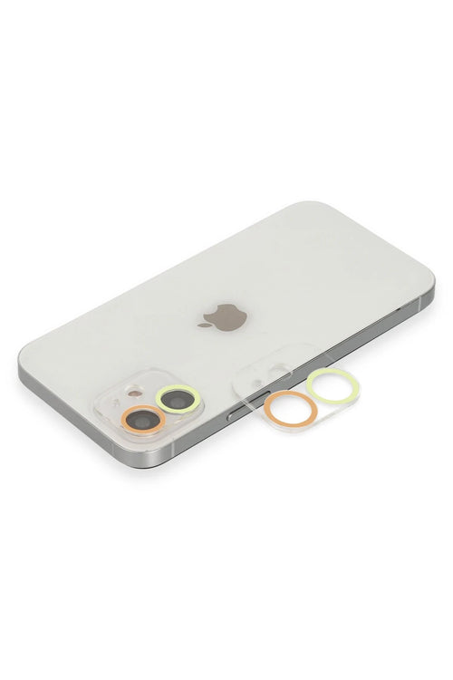 Newface Apple iPhone 11 Renkli Kamera Lens Koruma Cam - Sarı-Turuncu