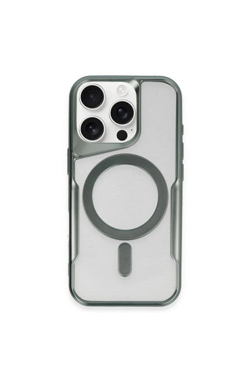 Newface Apple iPhone 12 Kılıf Boyi Magsafe Silikon Kapak - Yeşil