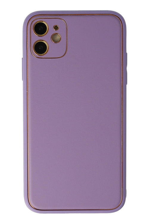 Newface Apple iPhone 12 Kılıf Coco Deri Silikon Kapak - Lila