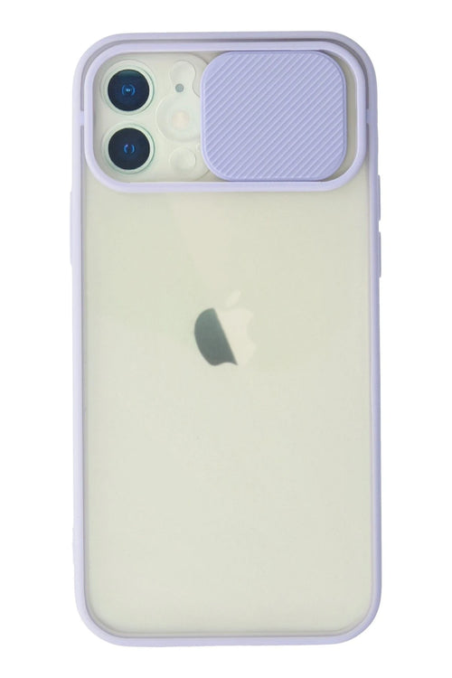 Newface Apple iPhone 12 Kılıf Palm Buzlu Kamera Sürgülü Silikon - Lila