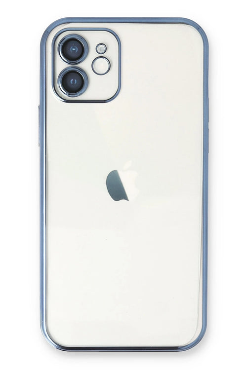 Newface Apple iPhone 12 Kılıf Razer Lensli Silikon - Açık Mavi