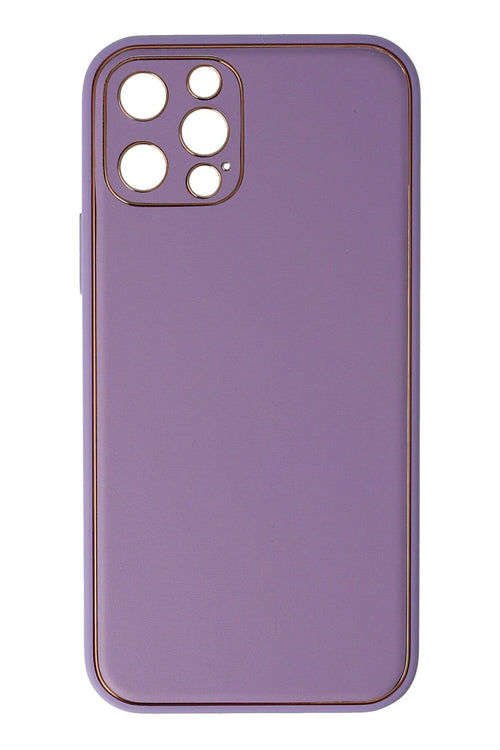 Newface Apple iPhone 12 Pro Kılıf Coco Deri Silikon Kapak - Lila