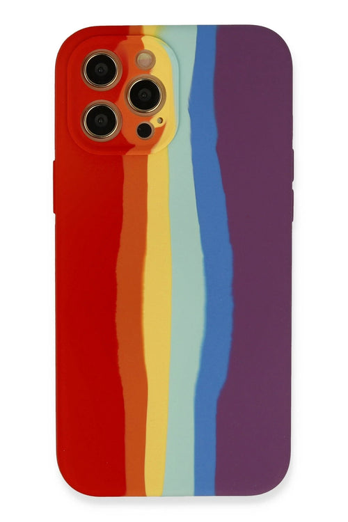 Newface Apple iPhone 12 Pro Kılıf Ebruli Lansman Silikon - Kırmızı-Mor