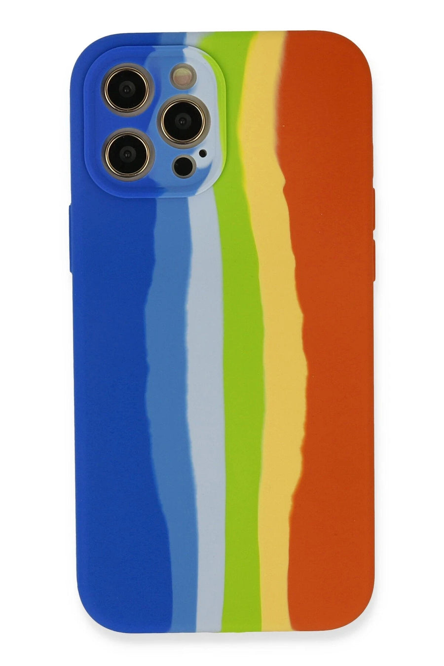 Newface Apple iPhone 12 Pro Kılıf Ebruli Lansman Silikon - Mavi-Turuncu