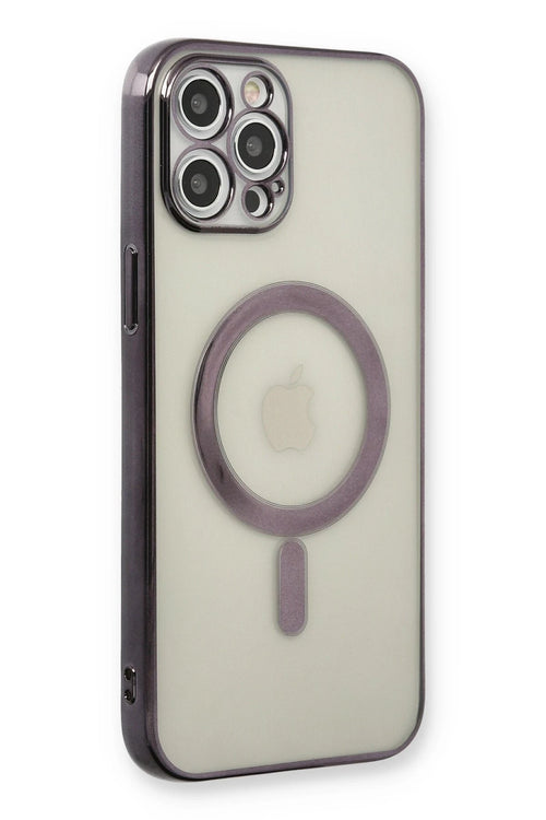 Newface Apple iPhone 12 Pro Kılıf Magneticsafe Lazer Silikon - Siyah