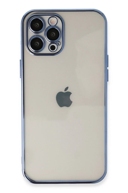 Newface Apple iPhone 12 Pro Kılıf Razer Lensli Silikon - Açık Mavi
