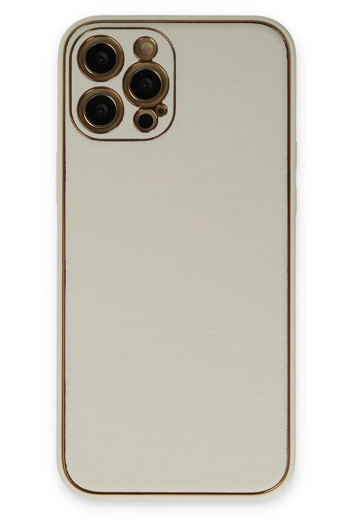 Newface Apple iPhone 12 Pro Max Kılıf Coco Deri Silikon Kapak - Beyaz