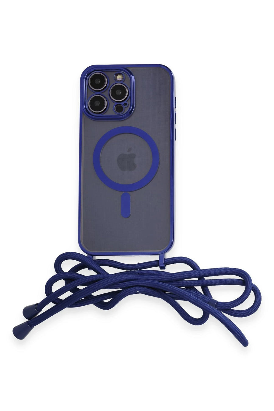 Newface Apple iPhone 12 Pro Max Kılıf Divo Lazer Askılı Magsafe Kapak - Mavi