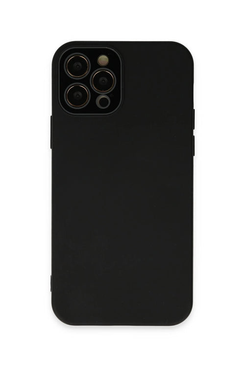 Newface Apple iPhone 12 Pro Max Kılıf Lansman Glass Kapak - Siyah