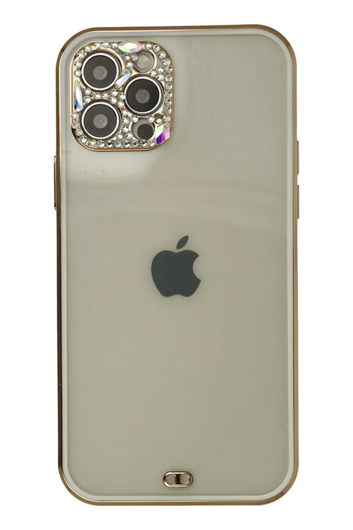Newface Apple iPhone 12 Pro Max Kılıf Liva Taşlı Silikon - Beyaz