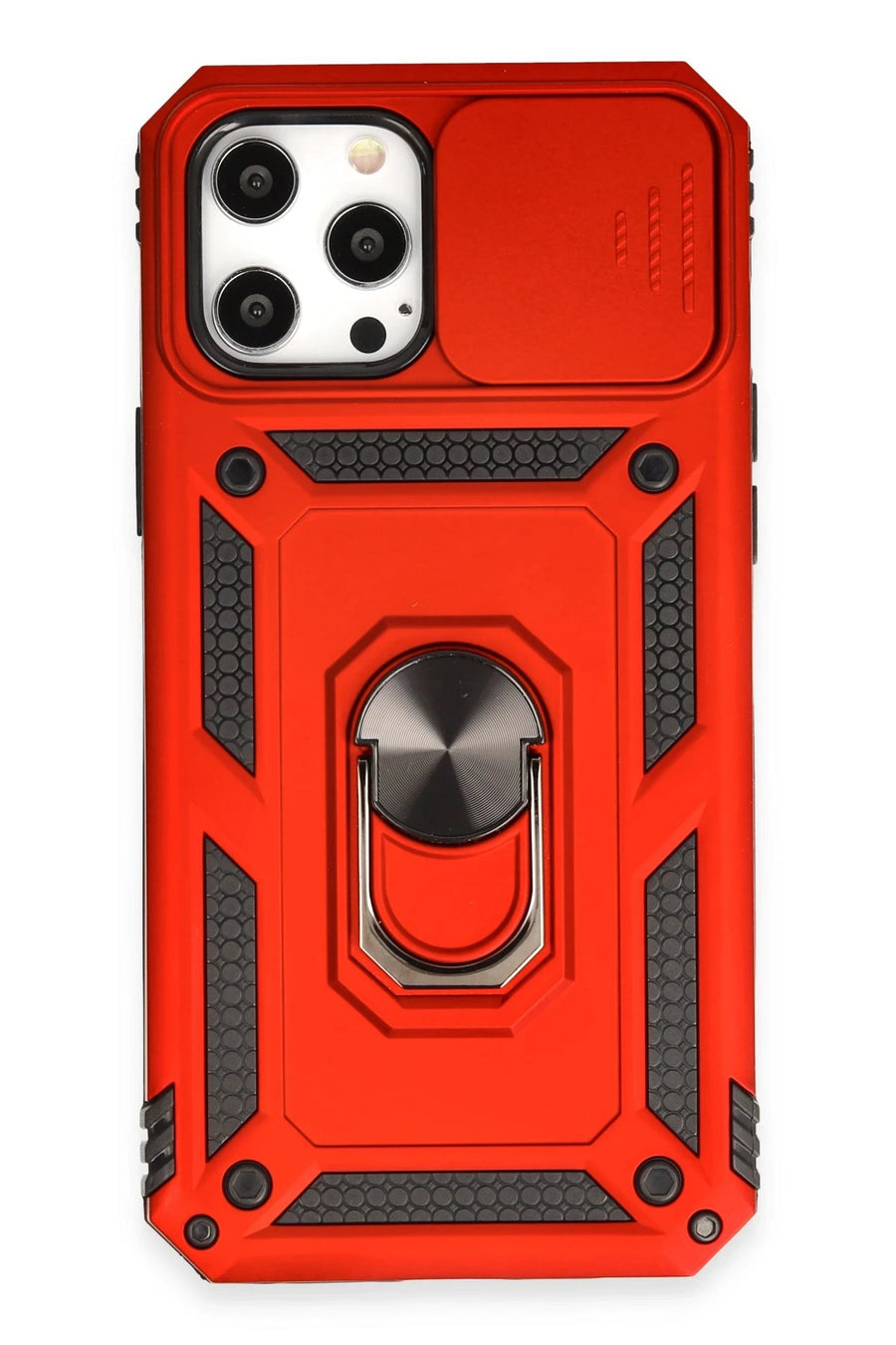 Newface Apple iPhone 12 Pro Max Kılıf Pars Lens Yüzüklü Silikon - Kırmızı